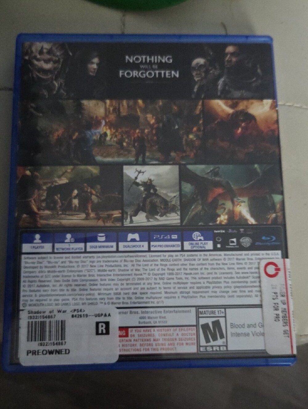 PS4 Middle-earth: Shadow of War - Black Game Case - Picture 2 of 2
